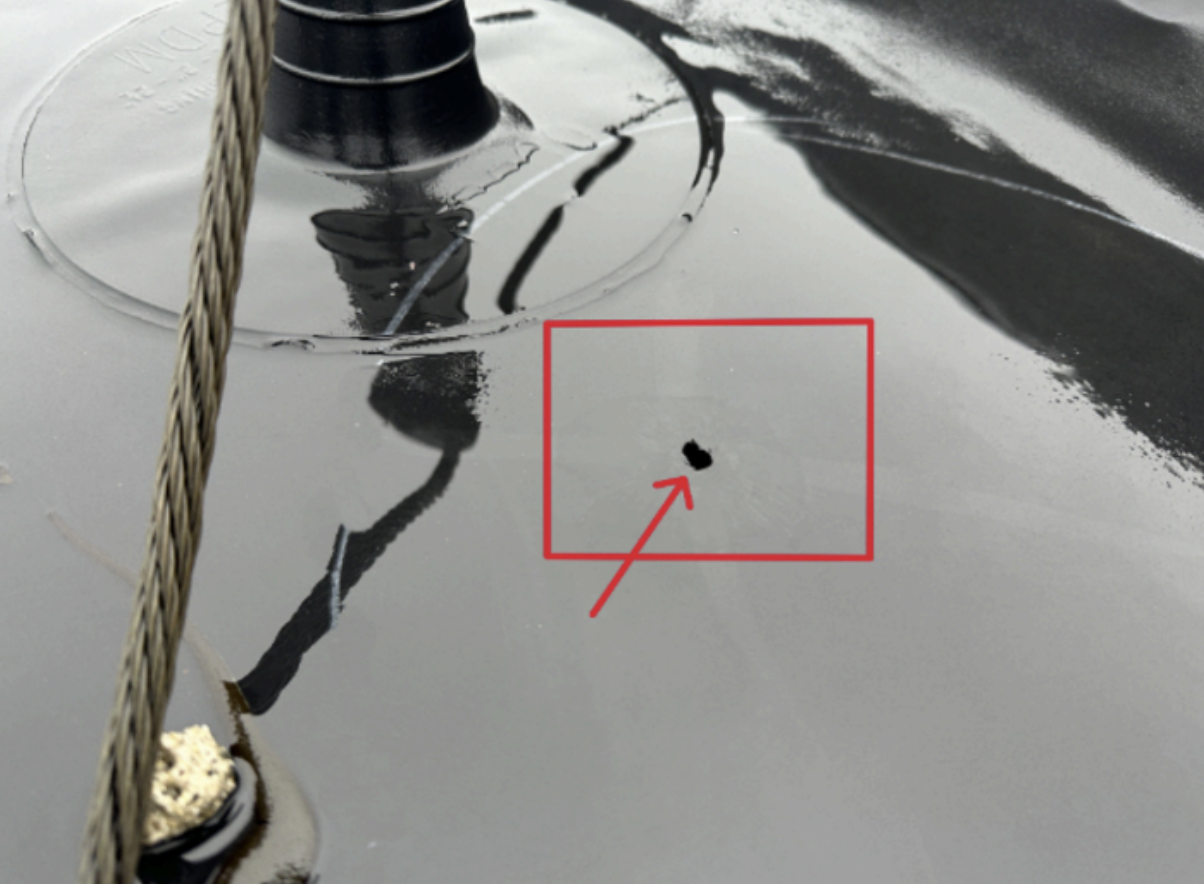 TMS puncture hole in roof