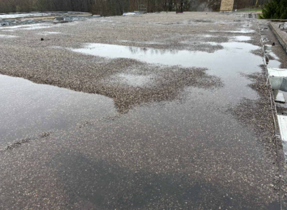 TMS pooling water on roof